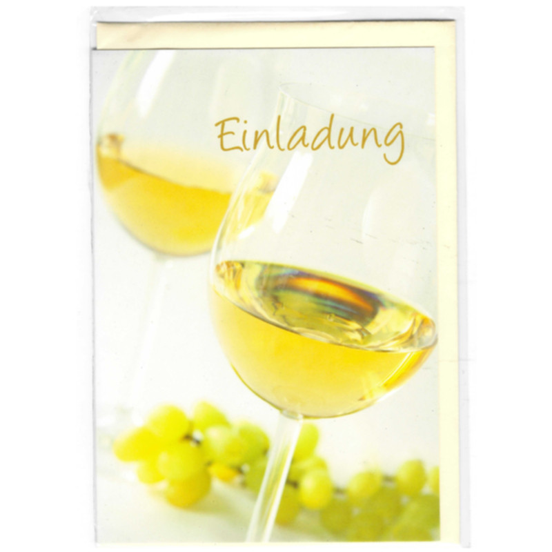 Einladungskarte Weinmotiv Billet mit Kuvert für Feier Geburtstag Jubiläum